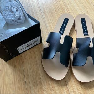 COPY - STEVE MADDEN Womens Greece Slip On Leather Slide Sandals